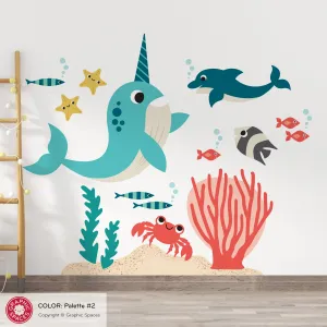 Narwhal & Ocean Friends Fabric Wall Decal