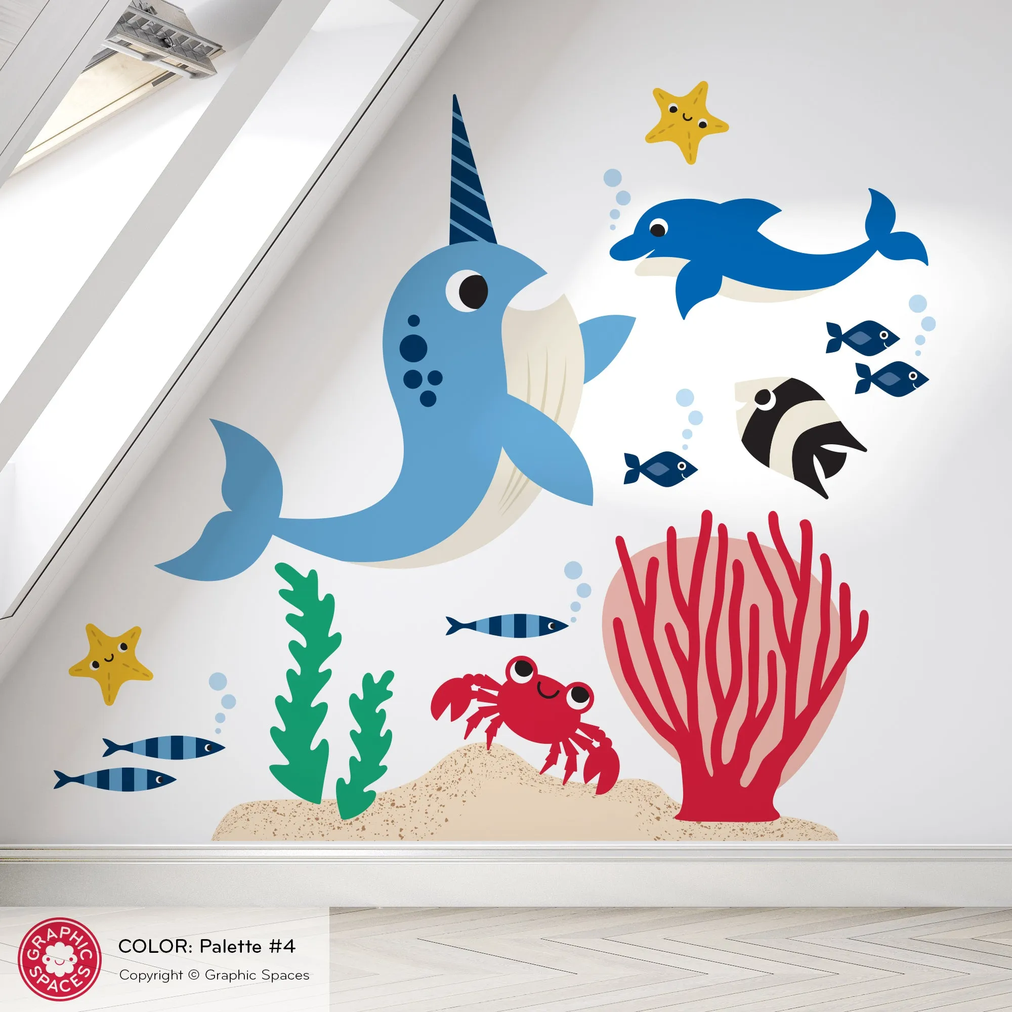 Narwhal & Ocean Friends Fabric Wall Decal