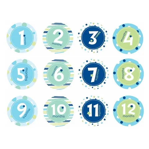 Pearhead 1st Year Belly Baby Milestone Stickers - Boy (Blue)