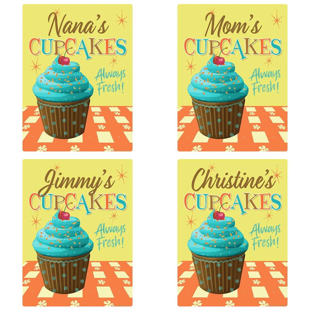 Personalized Chocolate Cupcakes Vinyl Stickers Set of 10