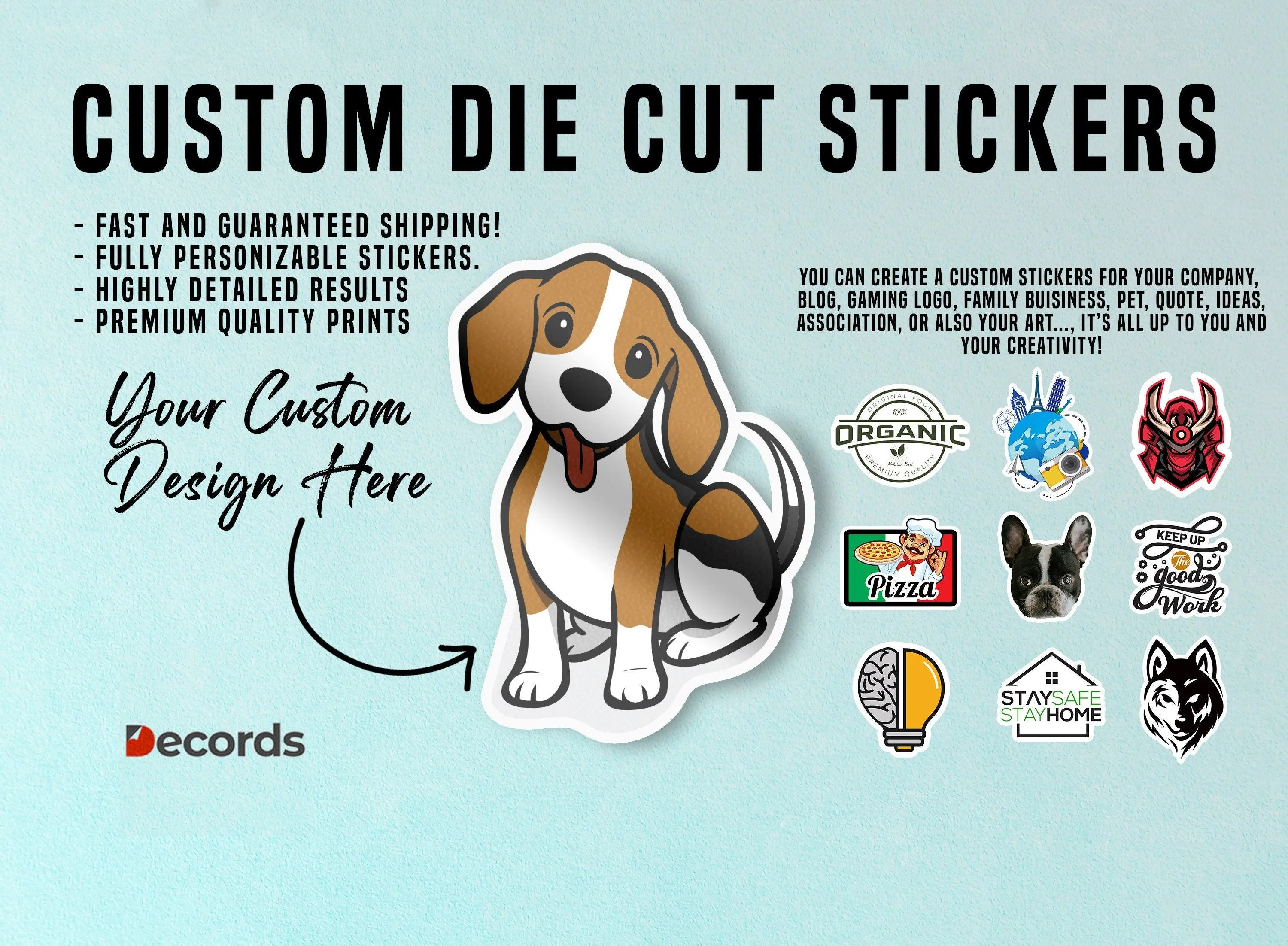 Personalized Kiss Die Cut Stickers - Custom Business Logo Label For Gift