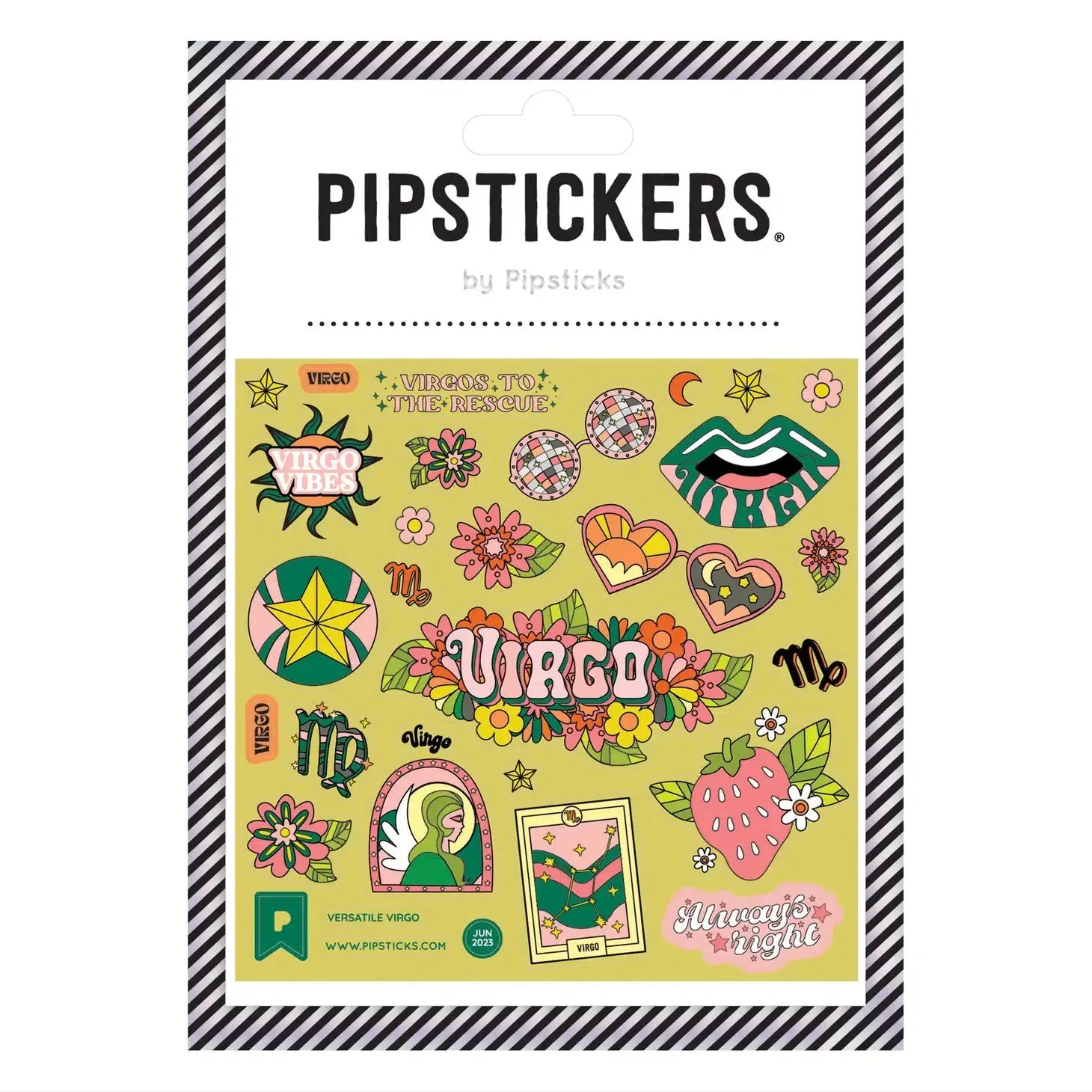 Pipsticks - Versatile Virgo glow-in-the-dark sticker sheet