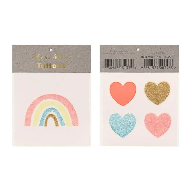 Rainbow & Hearts Small Tattoos