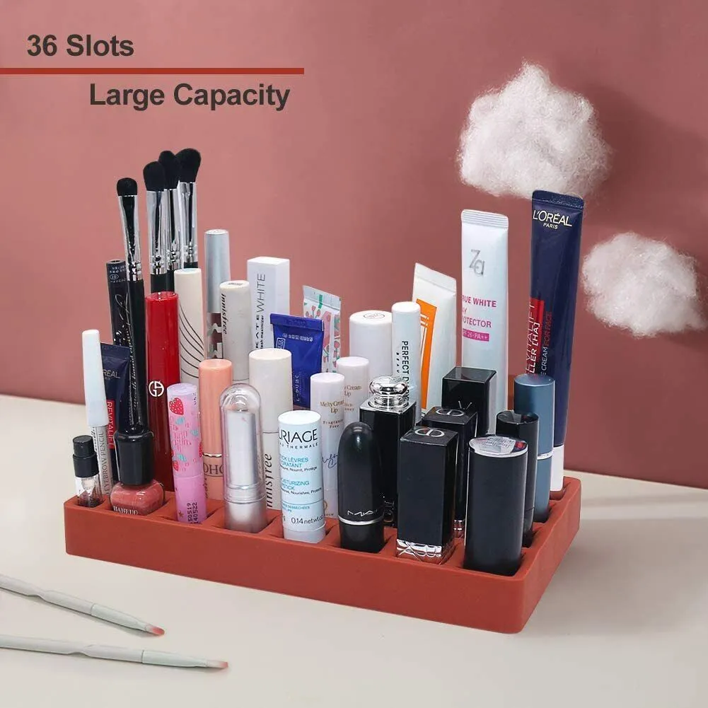 Silicone Lipgloss Holder, Upgraded Makeup Organizer for Makeup Brushes Lipstick