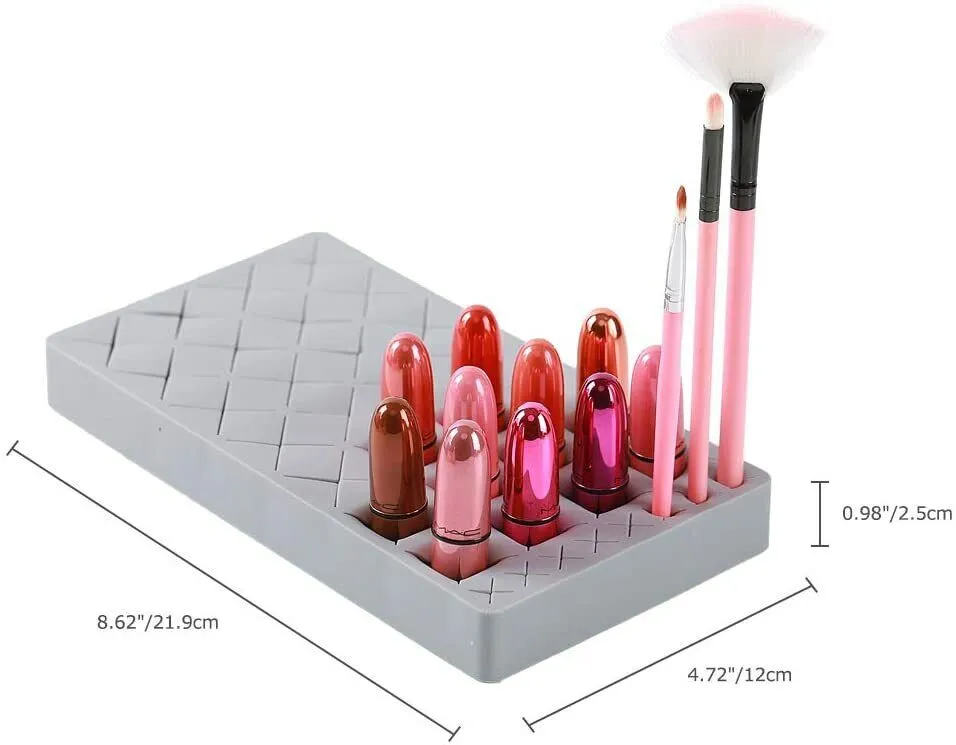 Silicone Lipgloss Holder, Upgraded Makeup Organizer for Makeup Brushes Lipstick