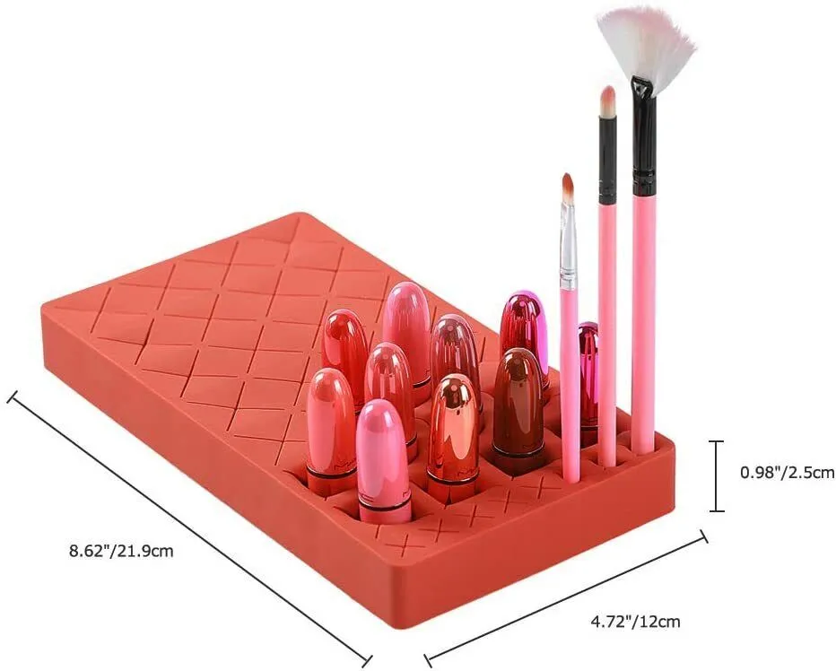 Silicone Lipgloss Holder, Upgraded Makeup Organizer for Makeup Brushes Lipstick