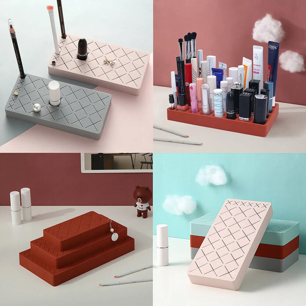 Silicone Lipgloss Holder, Upgraded Makeup Organizer for Makeup Brushes Lipstick