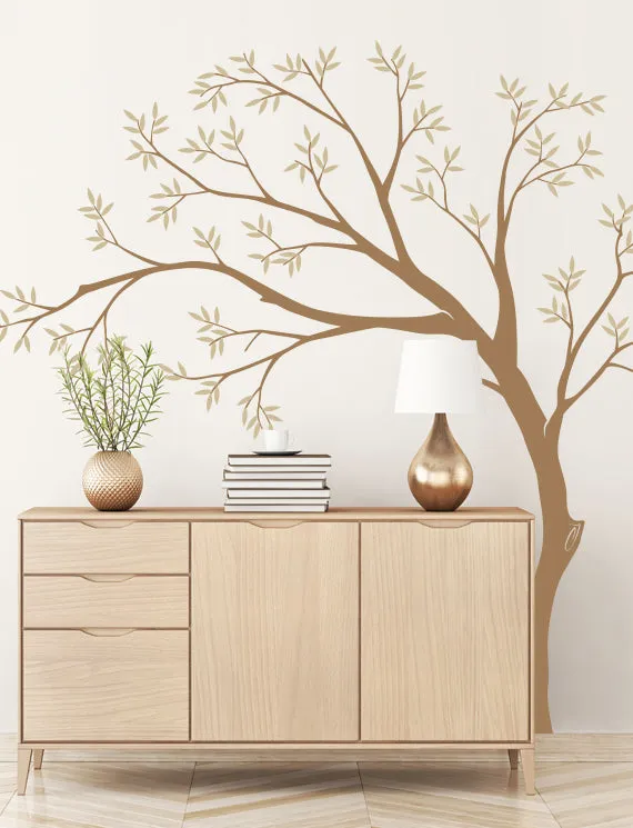 Simple Tree and Leaves Wall Decal