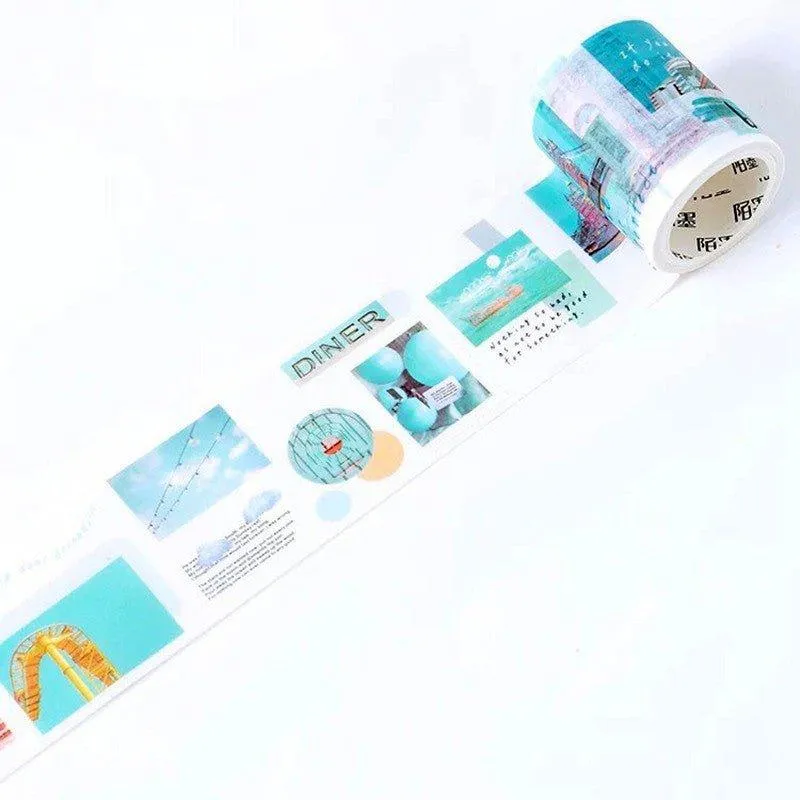 Strangerland Travel Four Treasures Series Travel Photos Text Travel Log Style Blue Line Washi Tape Paper Tape NP-H7TGI-012