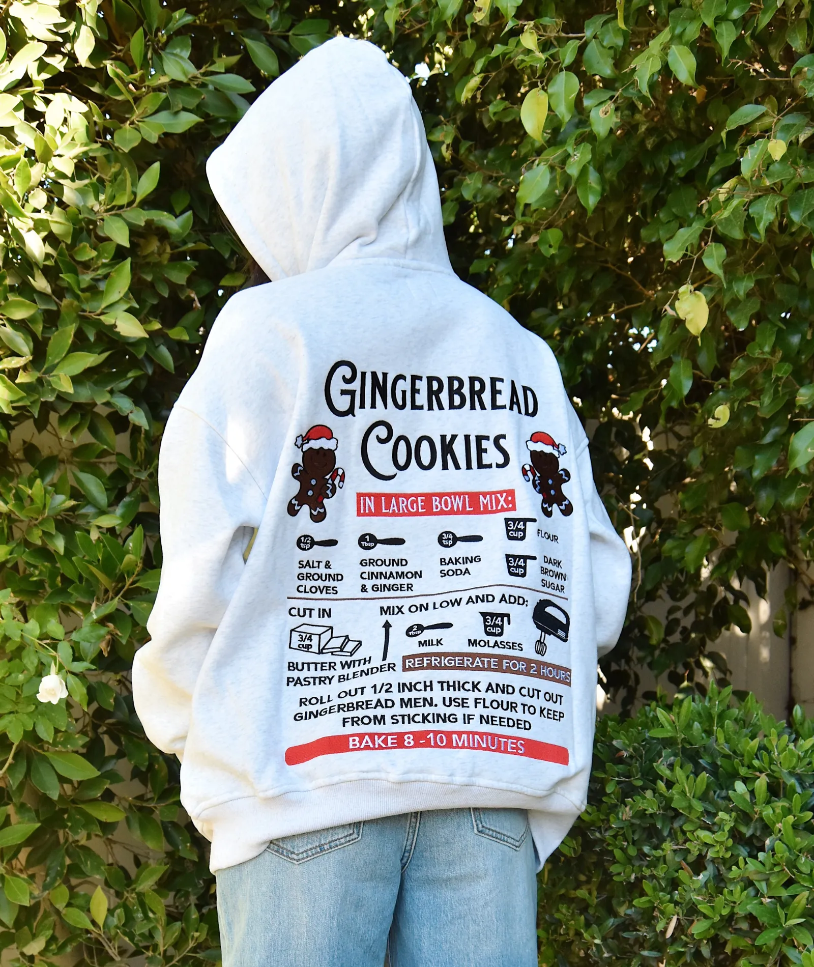 Sunkissed Coconut Juniors Embroidered Gingerbread Recipe Hoodie