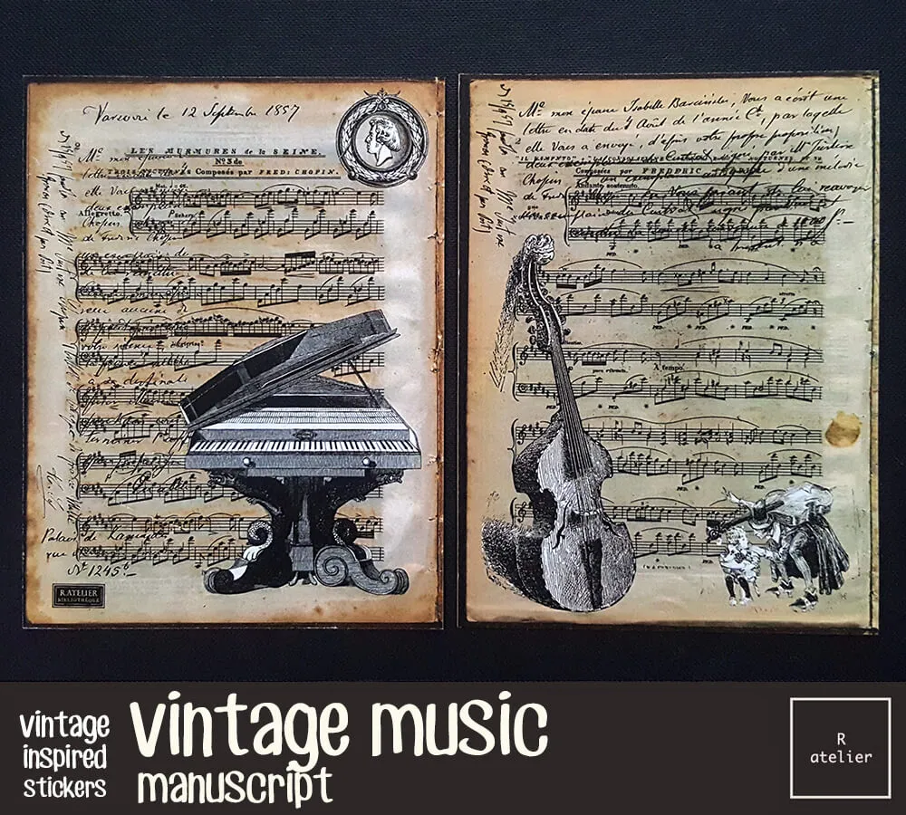 Vintage Music Manuscripts | Scrapbooking Washi Stickers