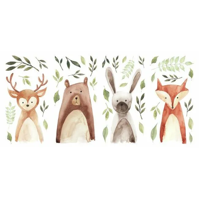 Watercolor Woodland Critters Peel and Stick Wall Decals