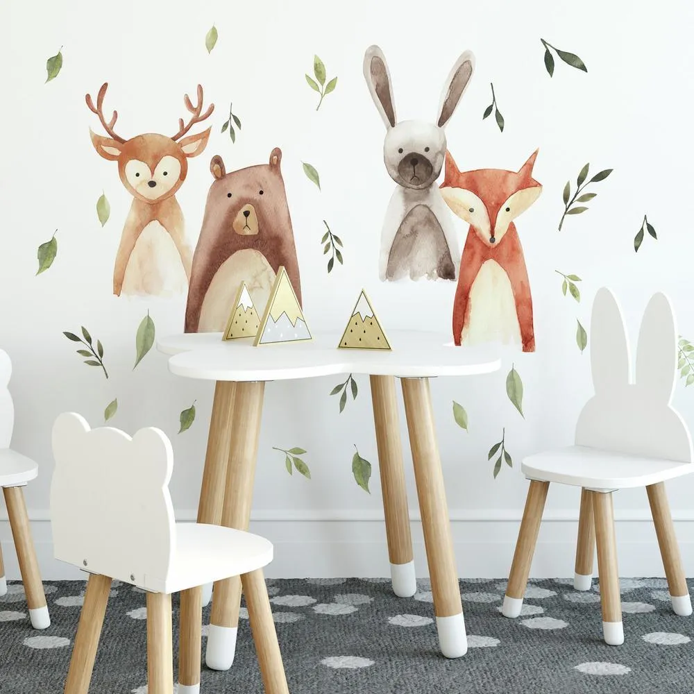 Watercolor Woodland Critters Peel and Stick Wall Decals