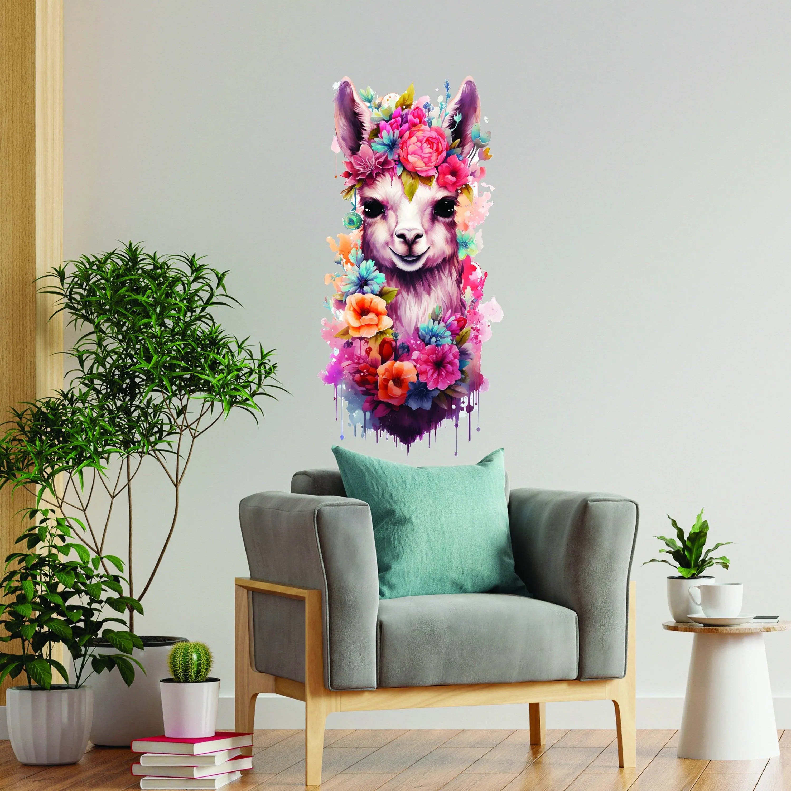 Whimsical Alpaca Wall Sticker, Delightful Wall Decal, Attention-Grabbing Wall Decals Alpacas