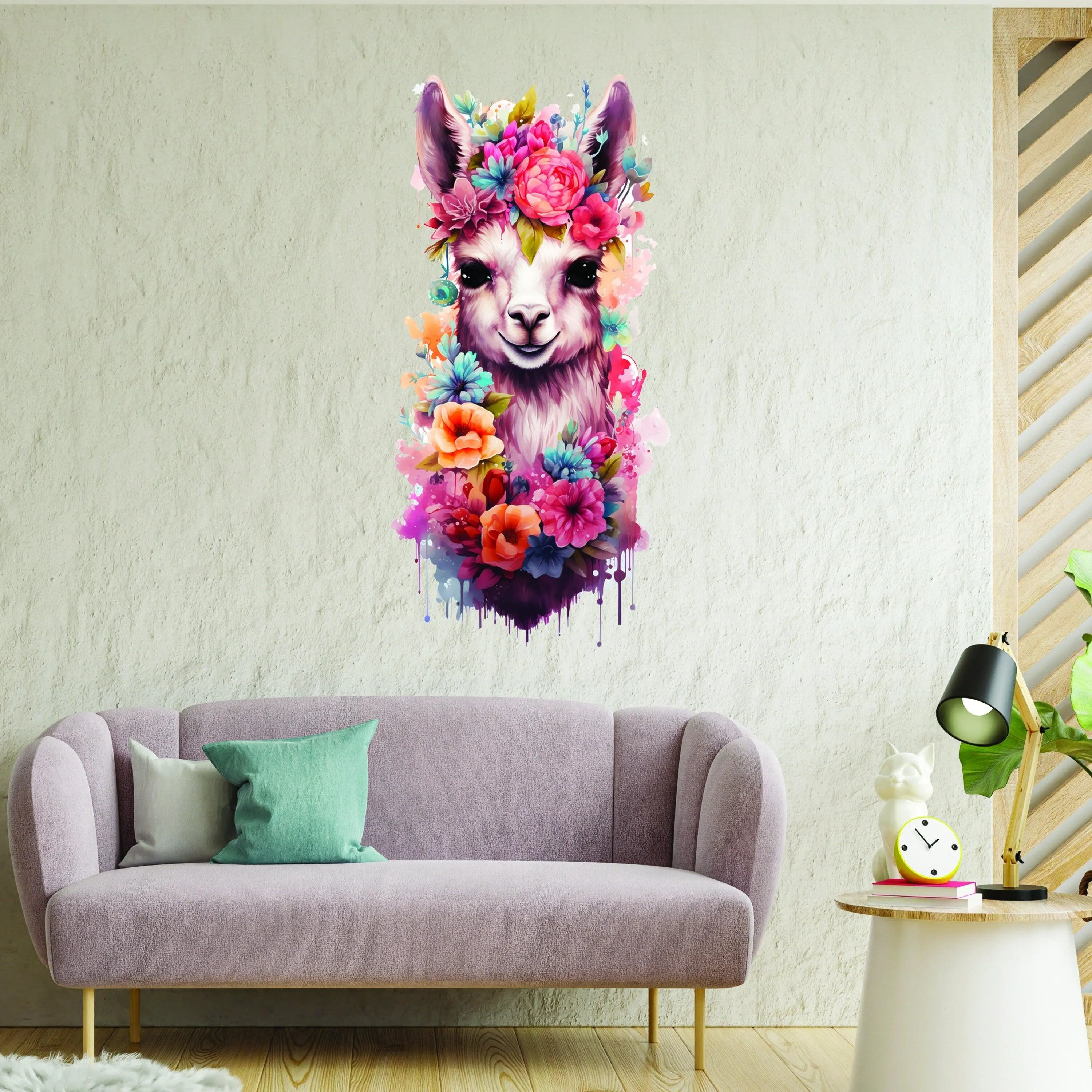 Whimsical Alpaca Wall Sticker, Delightful Wall Decal, Attention-Grabbing Wall Decals Alpacas