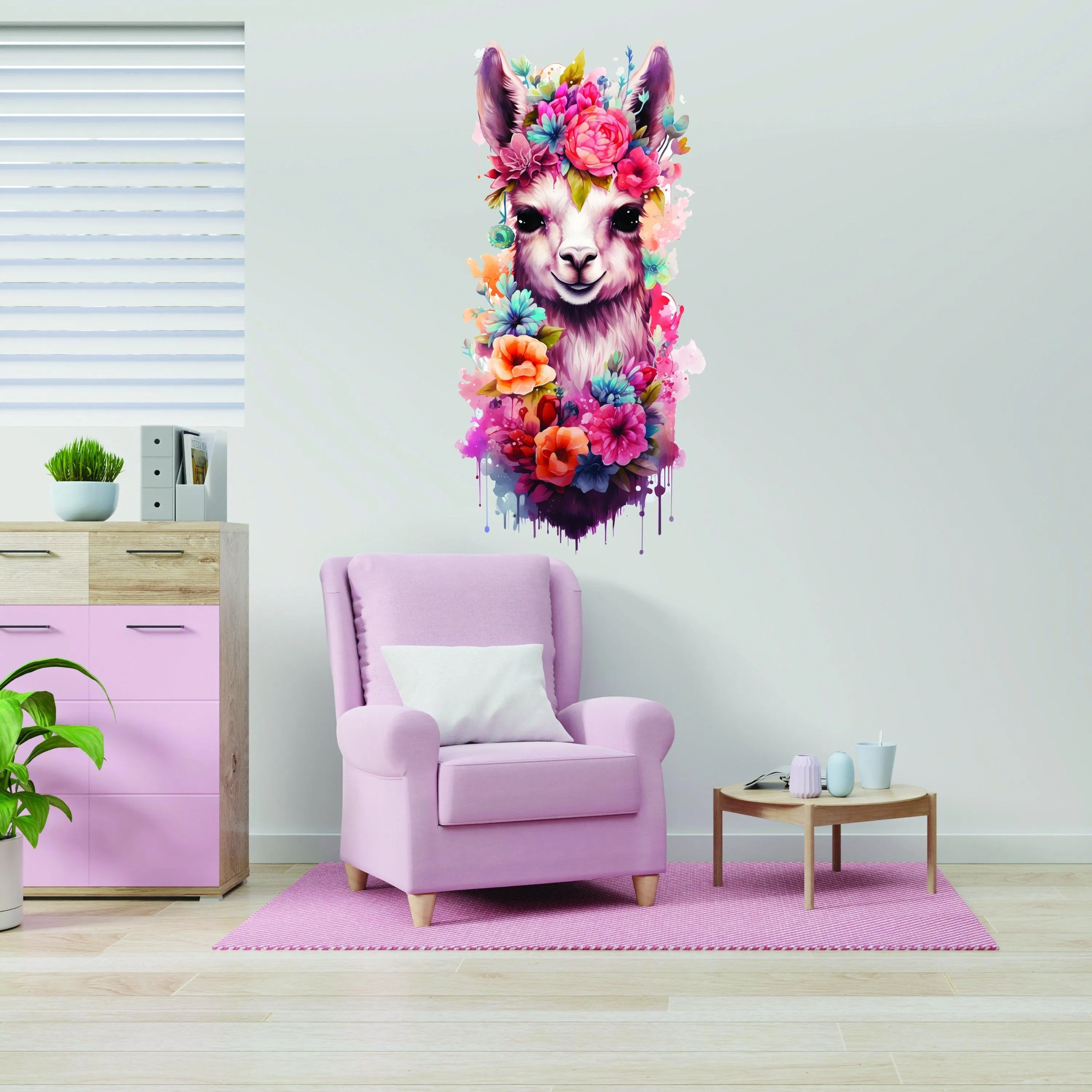 Whimsical Alpaca Wall Sticker, Delightful Wall Decal, Attention-Grabbing Wall Decals Alpacas