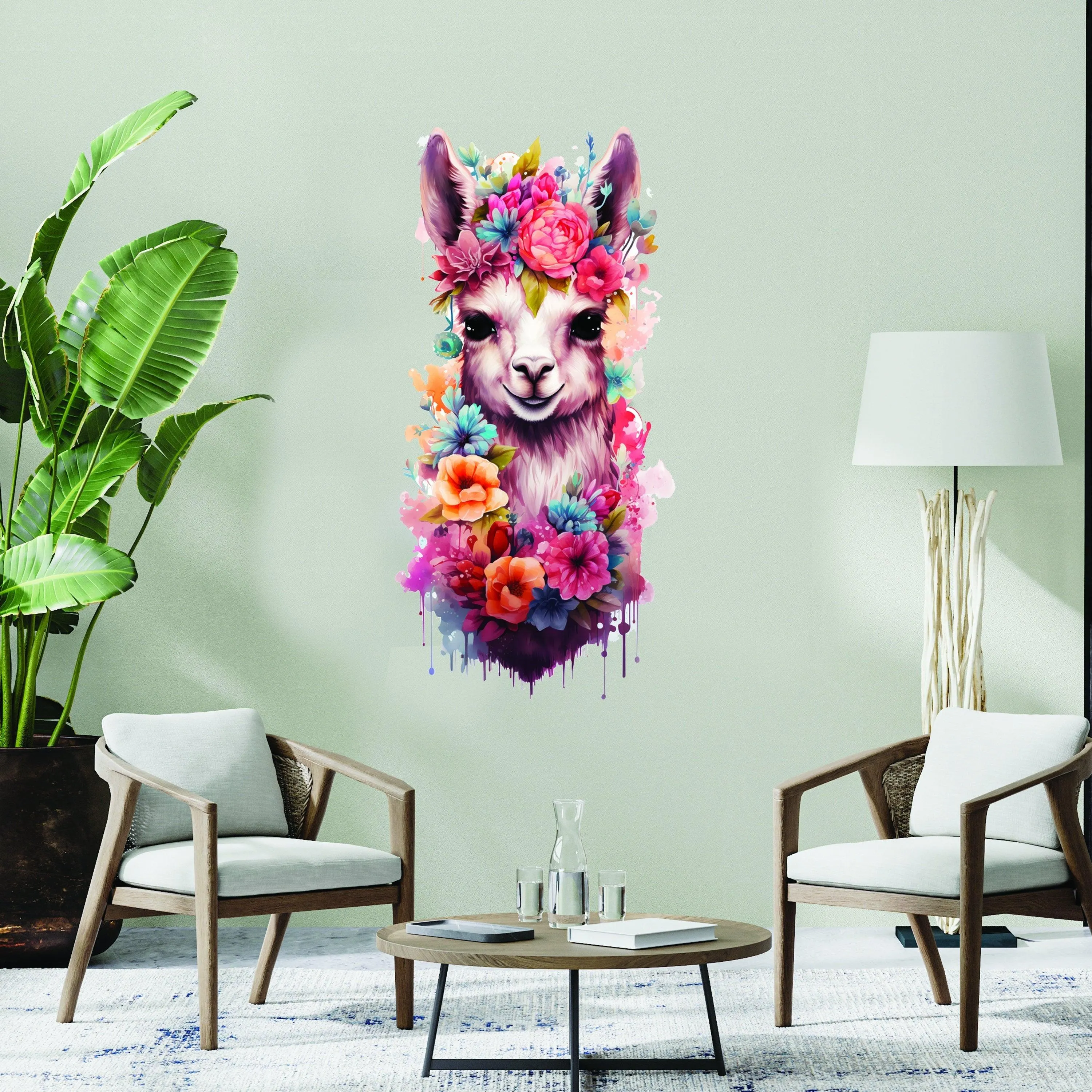 Whimsical Alpaca Wall Sticker, Delightful Wall Decal, Attention-Grabbing Wall Decals Alpacas