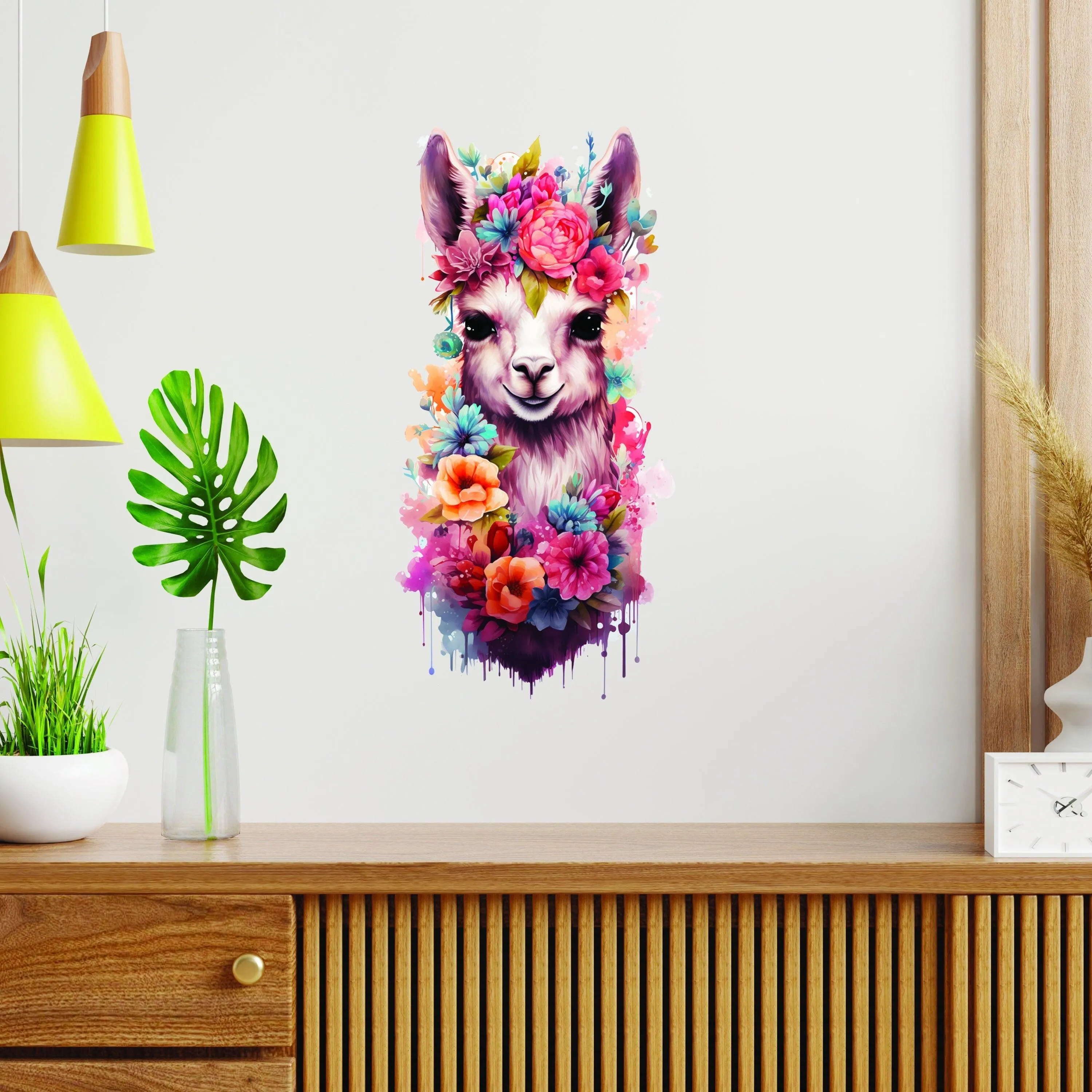 Whimsical Alpaca Wall Sticker, Delightful Wall Decal, Attention-Grabbing Wall Decals Alpacas